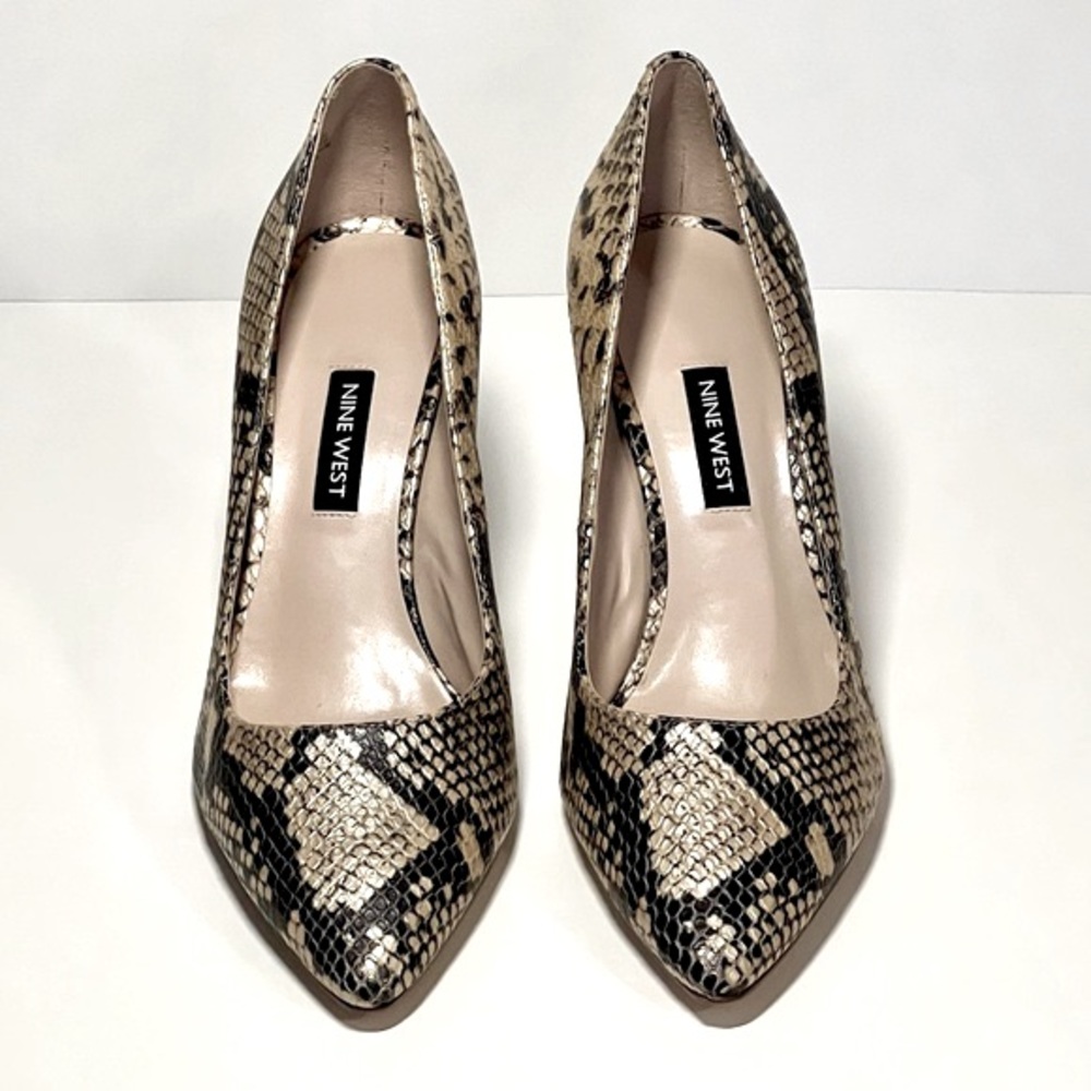 Nine West Emmala Leather Python Heels, Sz 8